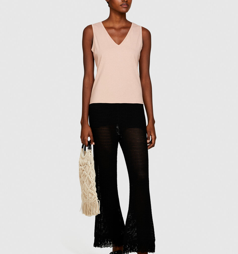 Tank top in 100% cotton - women's tops - Nude | Sisley image number 1